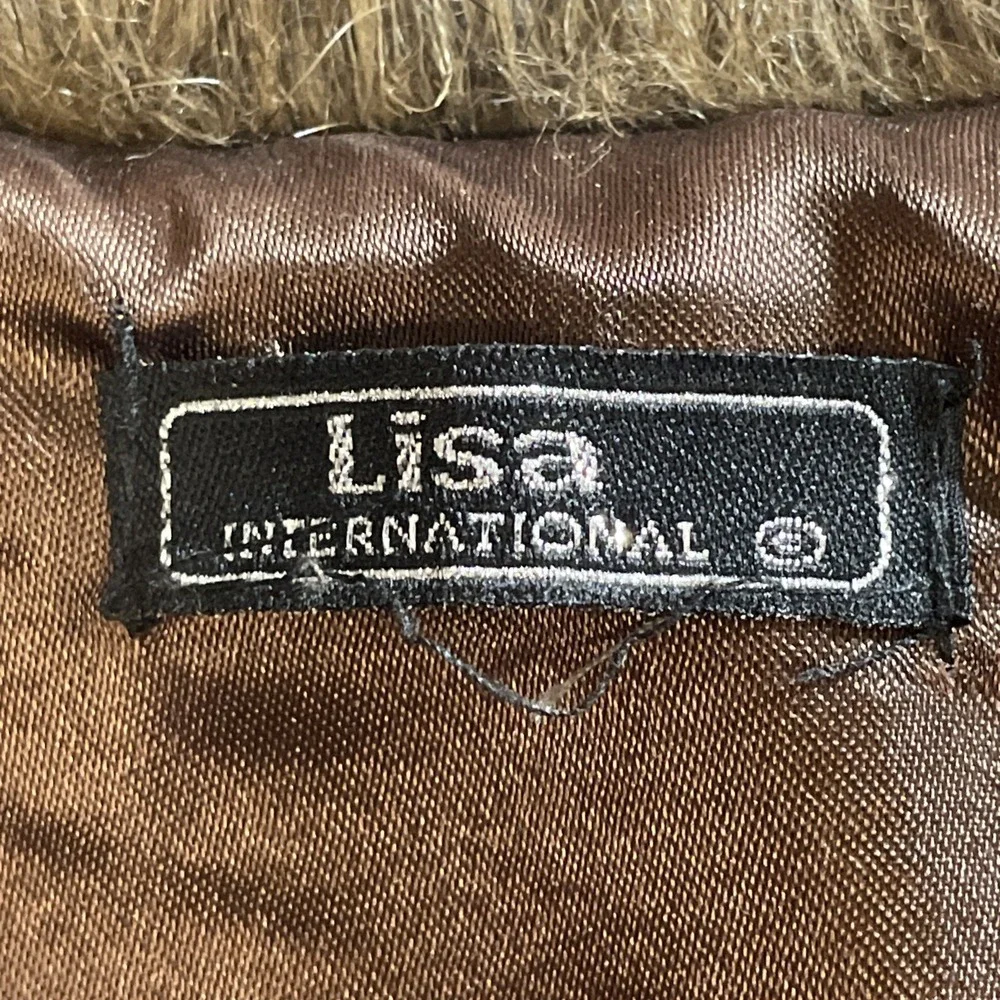Lisa International Brown Long Sleeve Chenille Faux Fur Sweater‎ Cardigan Women L